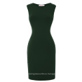 BP Stock Mujeres Slim Fit sin mangas High Stretchy Hips-Wrapped verde oscuro vestido lápiz corto BP000153-4